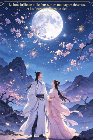 La lune brille de mille feux sur les montagnes désertes, et les fleurs emplissent le ciel